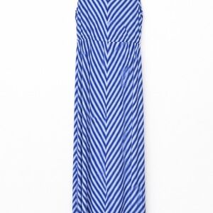 Calvin Klein Blue and White Striped Maxi Dress